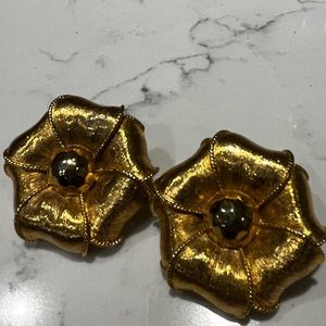 RARE Vintage Givenchy Large Gold Flower Earrings